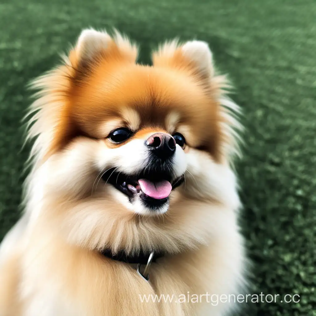 Joyful-Pomeranian-Posing-in-a-Sunlit-Garden