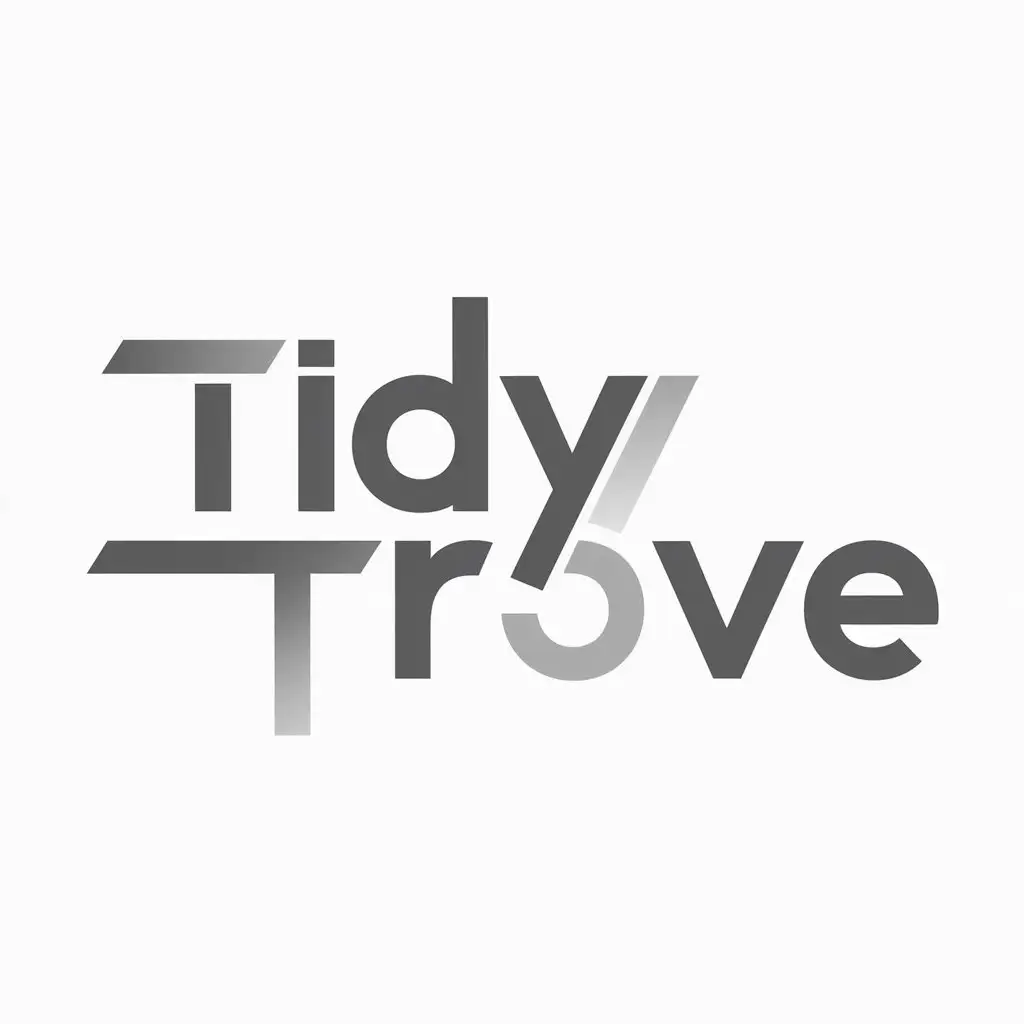 crea un logo con un estilo moderno y minimalista con tonos grises y que lleve el nombre de TidyTrove