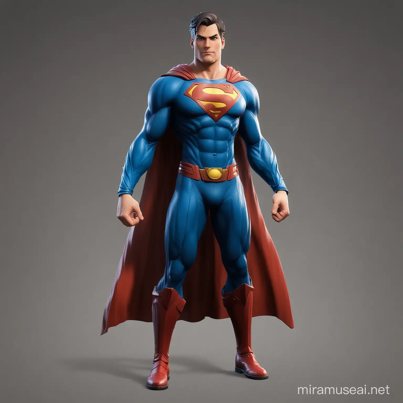 Fortnite Character in Blue Superman Cloak and Dress