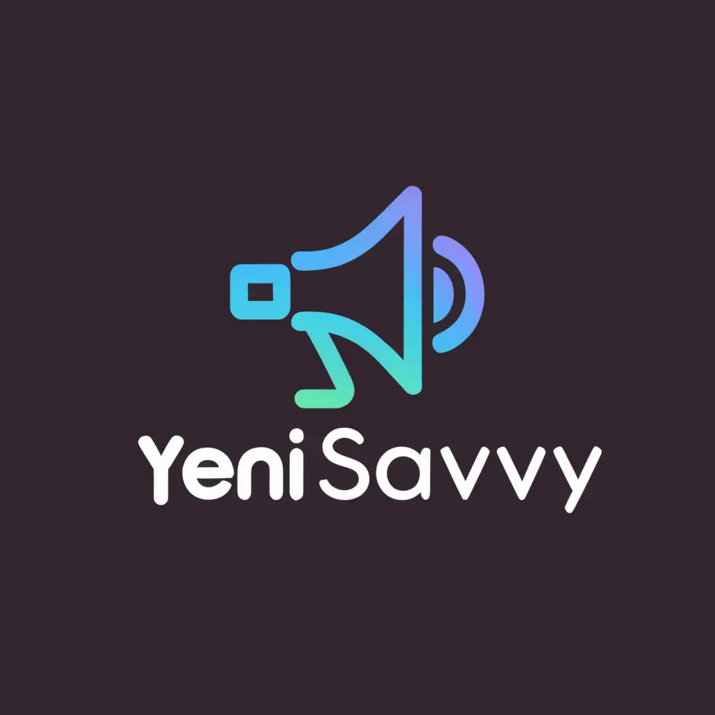 a logo design,with the text "Yeni Savvy", main symbol:Mega phone,Moderate,be used in Internet industry,clear background