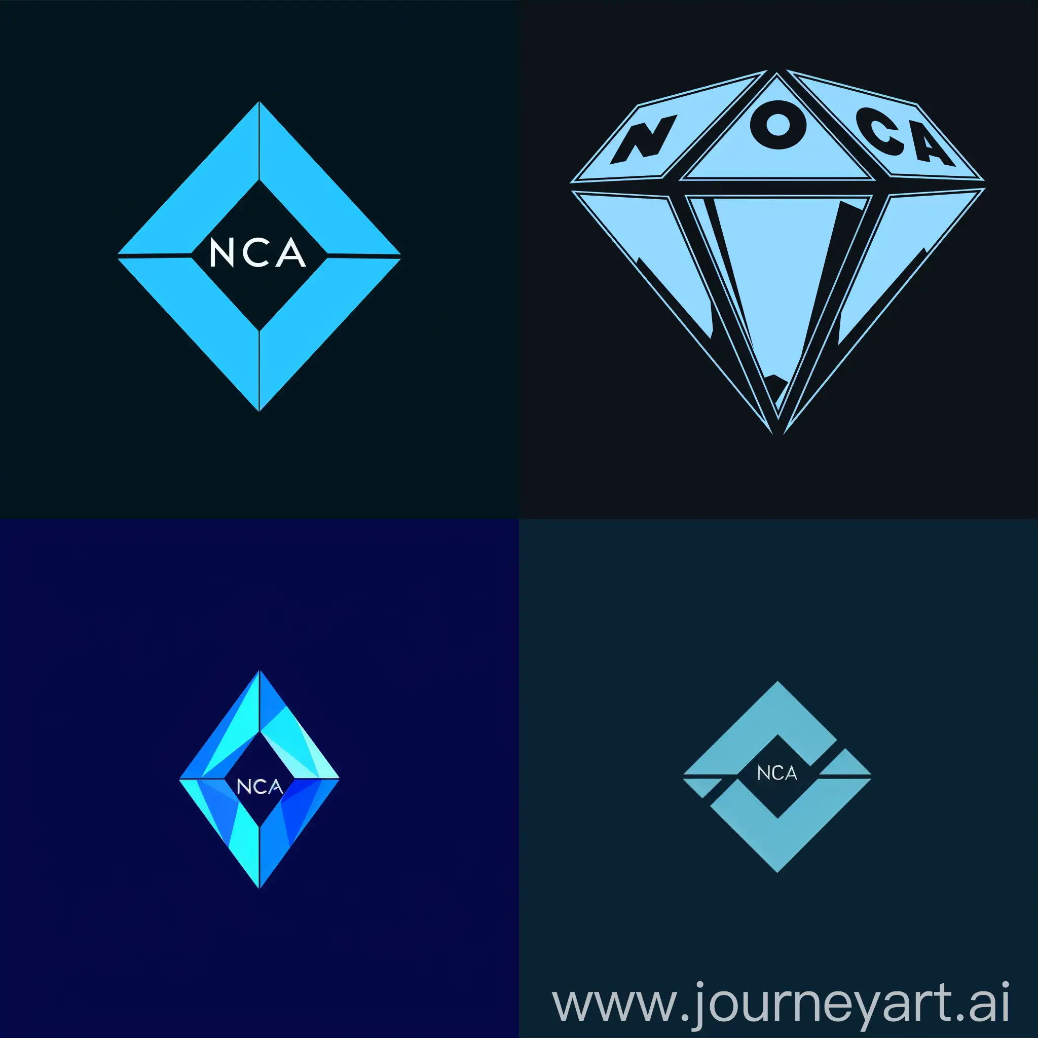  "Create a text-based, minimalist diamond-inspired logo using the color blue. The logo should be in plain text format. Here is an example of a minimalist text-based logo: 'NOCA". Can you generate a logo like this but inspired by a diamond shape and in the color blue?"
