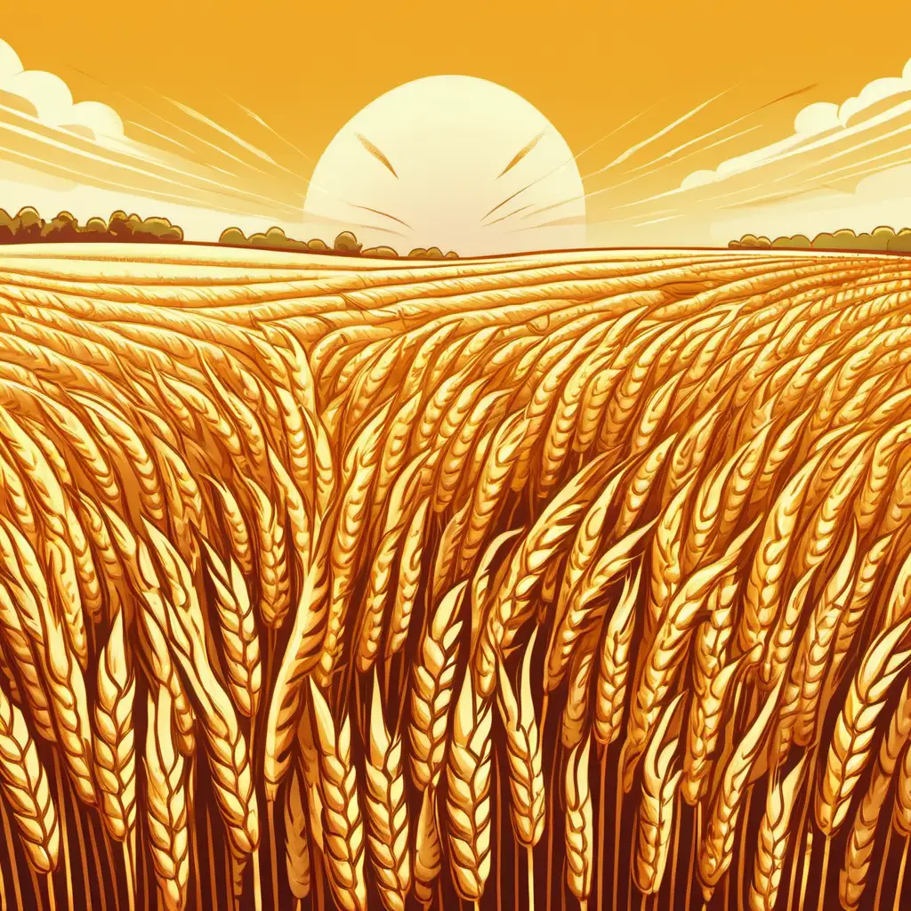 wheat field, illustration, gold, summer, vhq