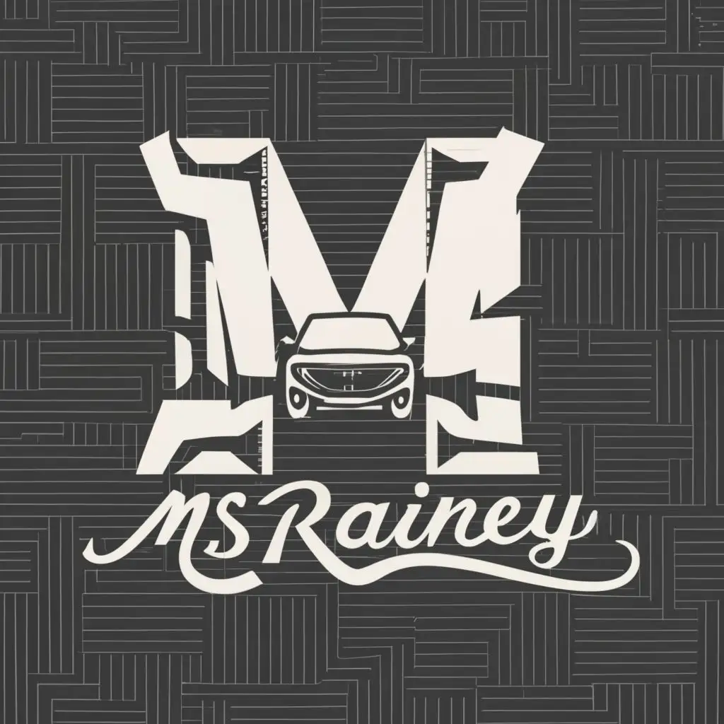 logo, Car model build, with the text "MSRainey", typography