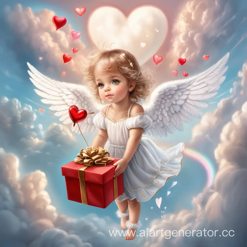 Luxurious-Angel-Confessing-Love-with-Heart-Gift-to-Beautiful-Angel-Girl-Amidst-Heavenly-Clouds