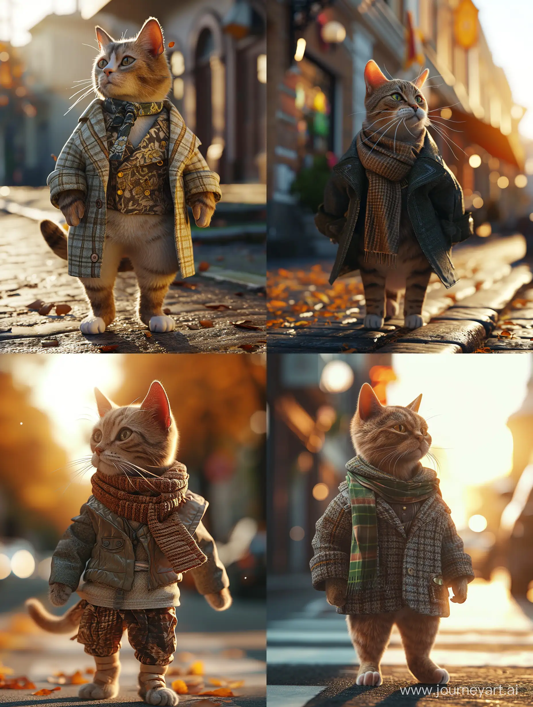 Fashionable-Cat-Enjoying-Sunny-Street-Stroll-in-3D-Realistic-Rendering