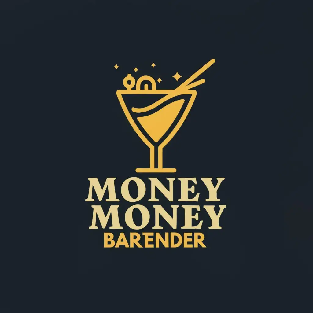 logo, cocktail glass / bartender, with the text "Money Money Bartender", typography, be used in Finance industry