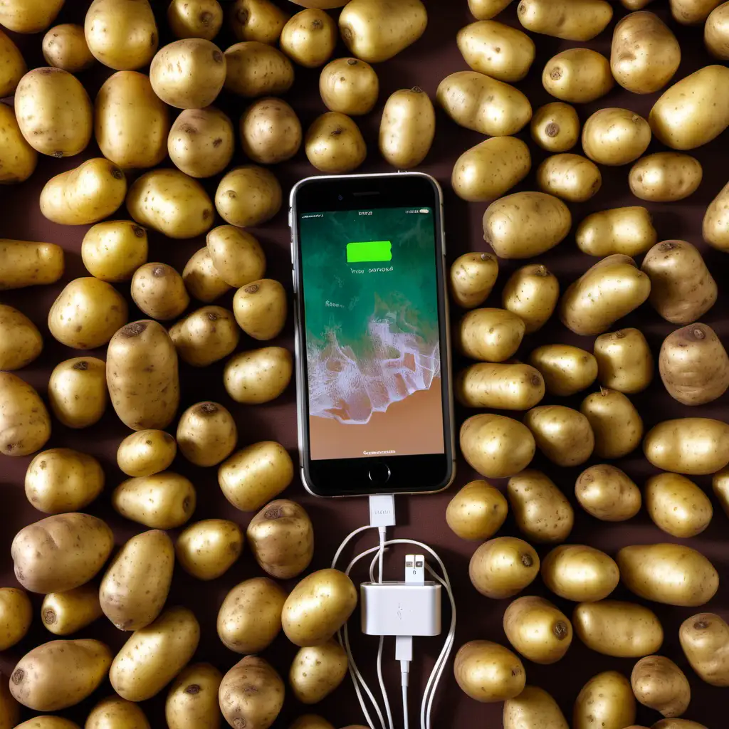Smartphone Charging with Surrounding Potatoes Technology and Nature Connection