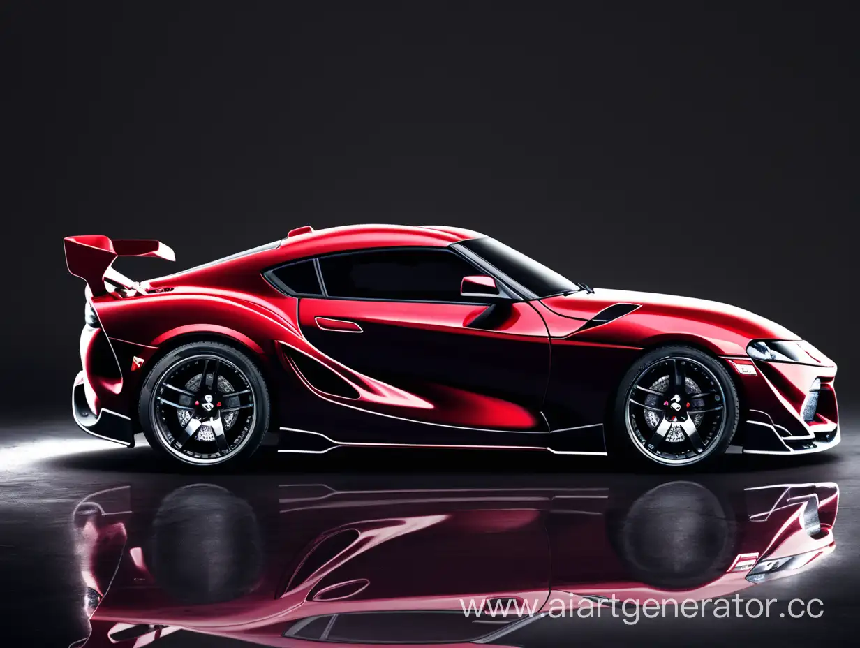Sleek-Dark-Red-Supra-Car-Racing-at-Night