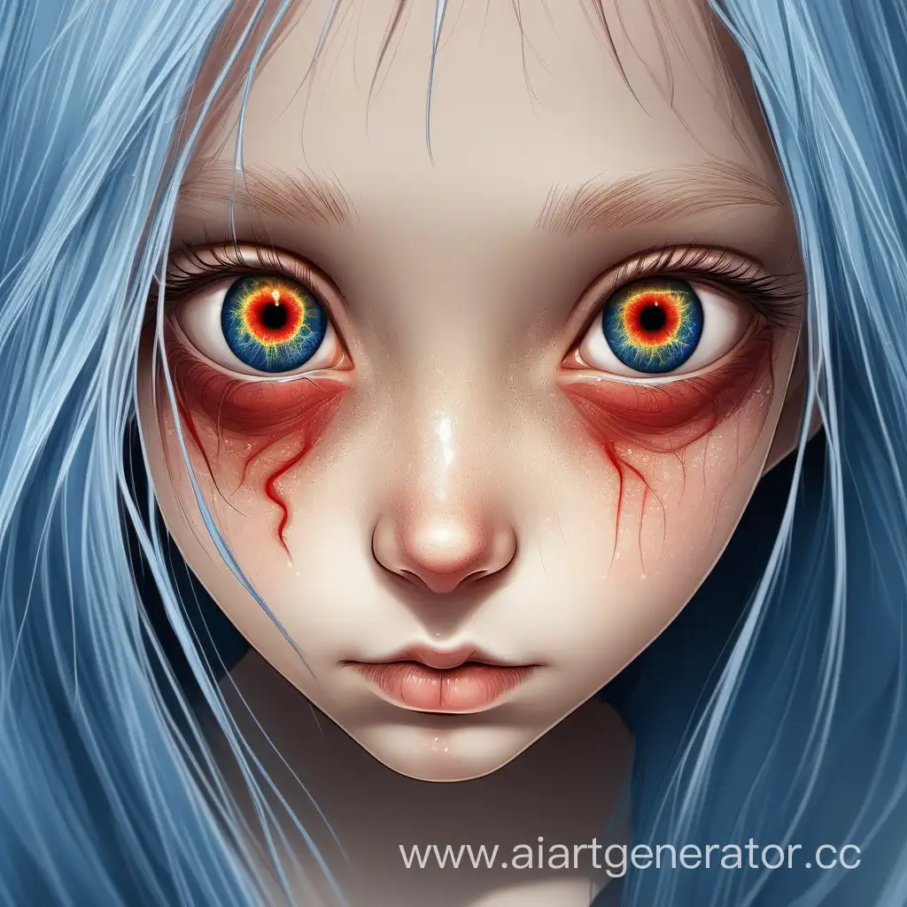 Inner-Heterochromia-Eye-Shedding-a-Tear-Girl-with-Red-Hair