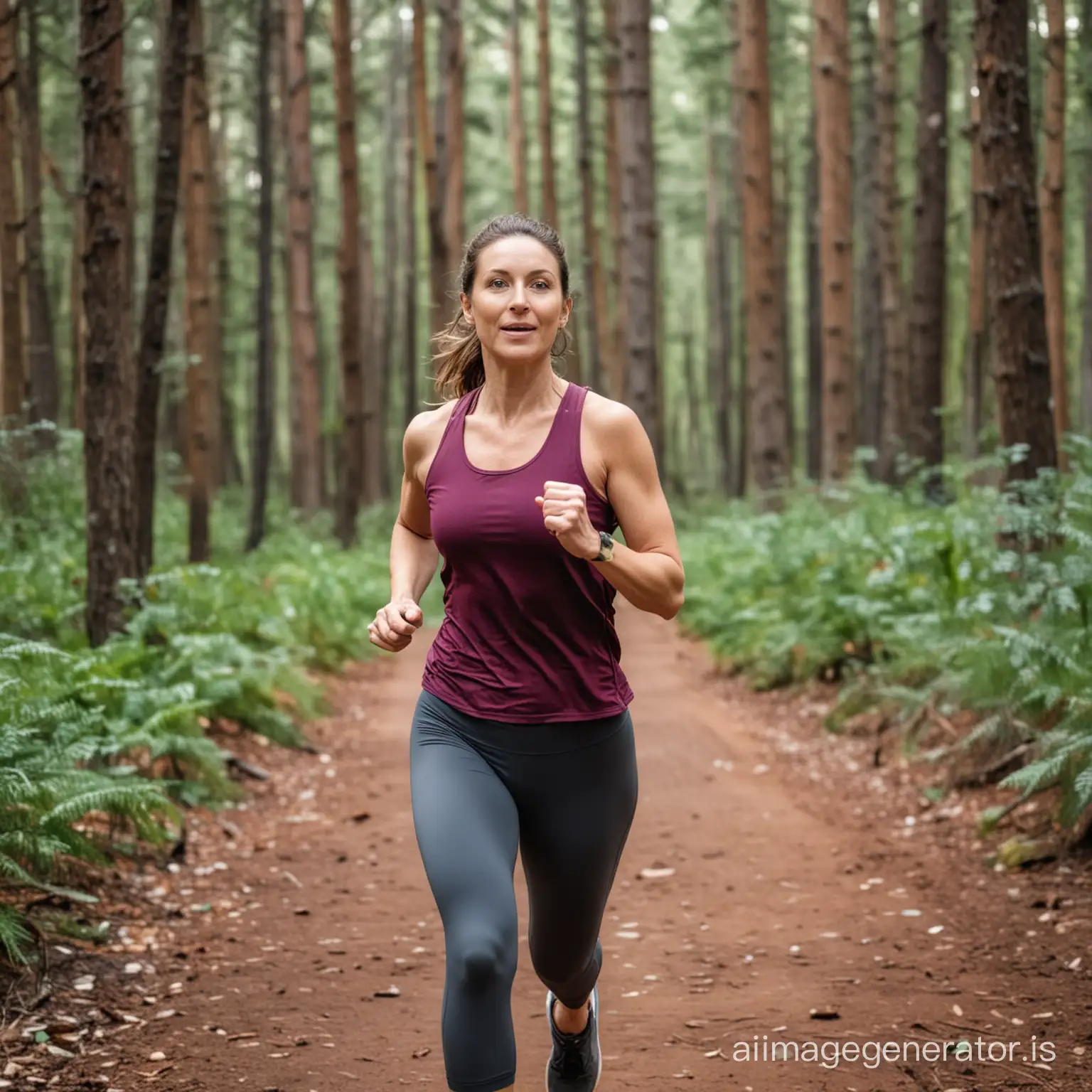 Auburn-Woman-Running-in-Forest-in-Fitwear