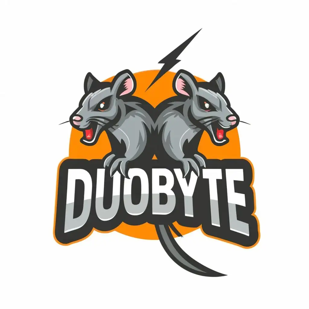 LOGO-Design-For-DuoByte-Futuristic-Typography-with-Angry-Rat-Motif
