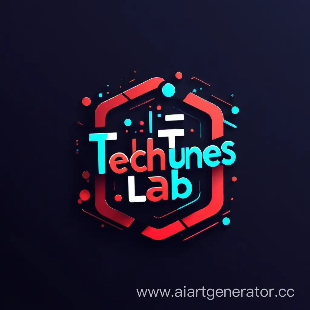 логотип для ютуб канала с названием TechTunes Lab в современном дизайне