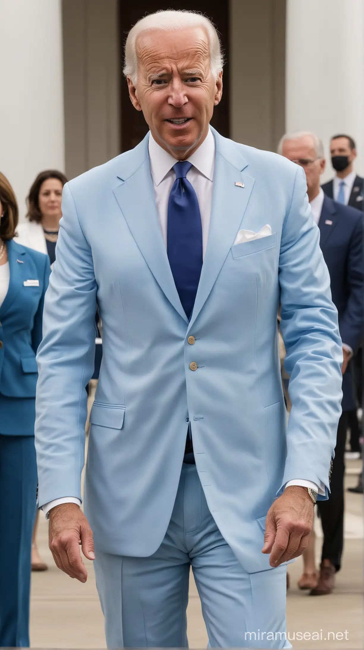 Joe Biden Standing in the Heart of America in Blue Suit
