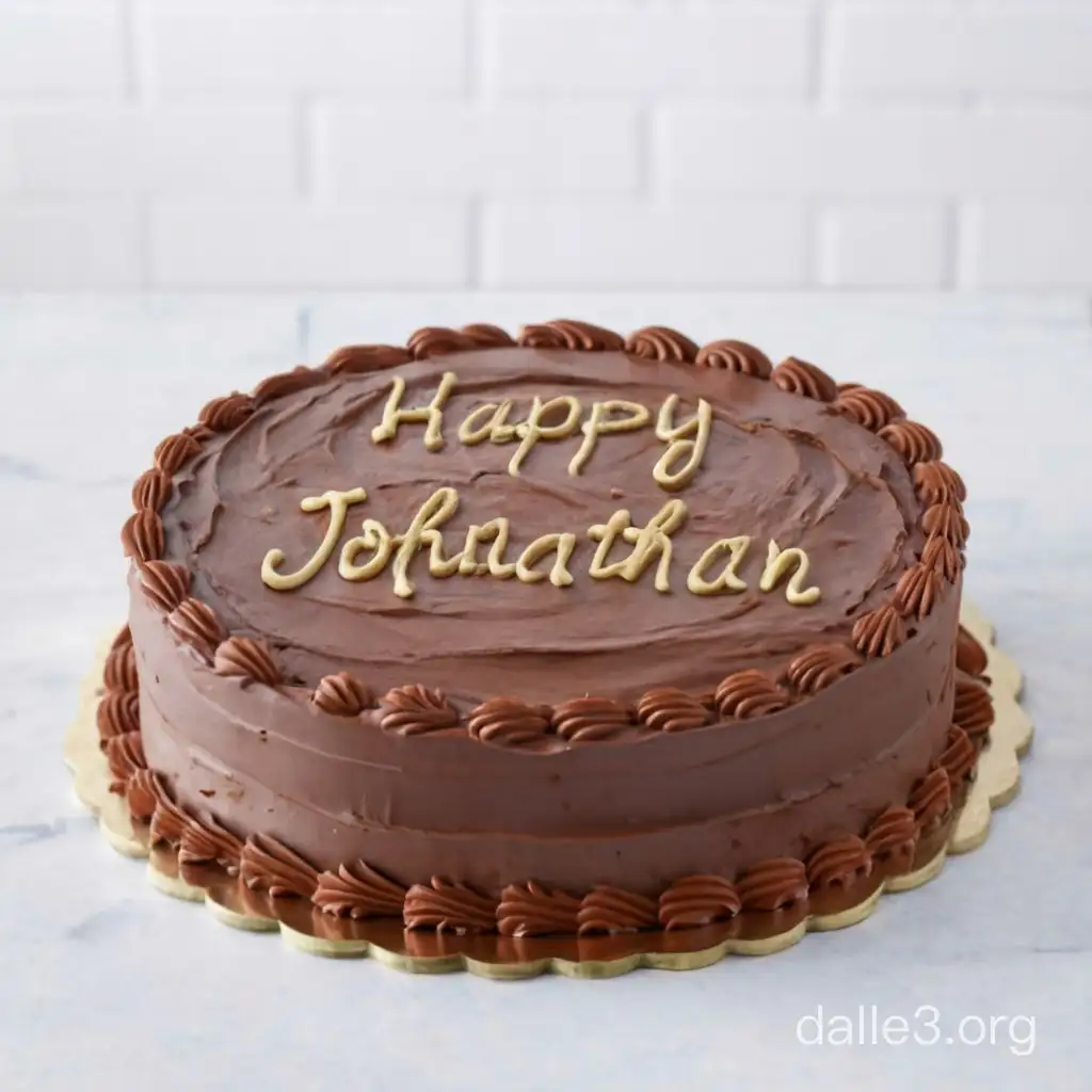 Chocolate cake saying Johnathan 