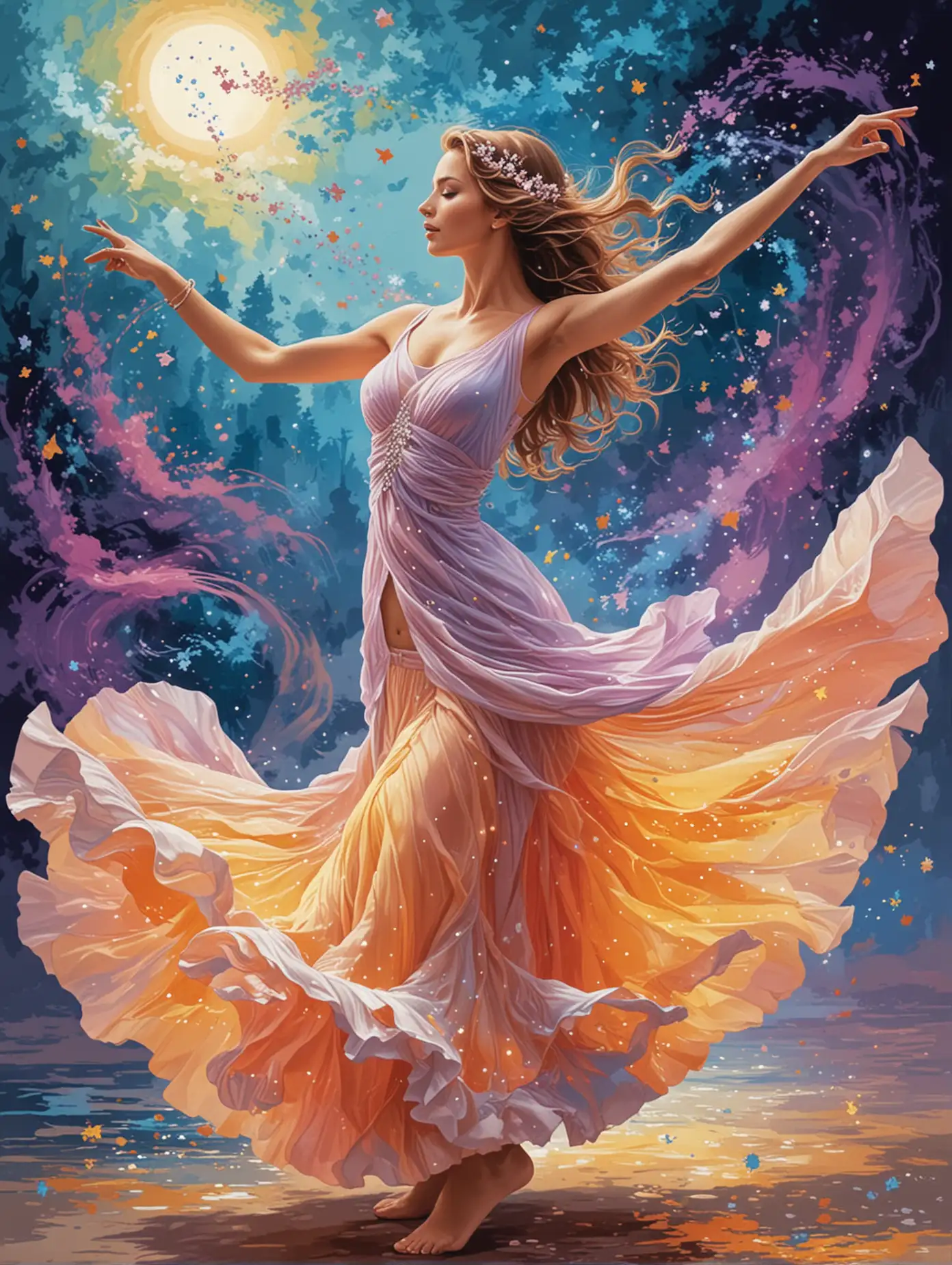 Vibrant 24Color Dream Dancing Painting by Numbers Kit