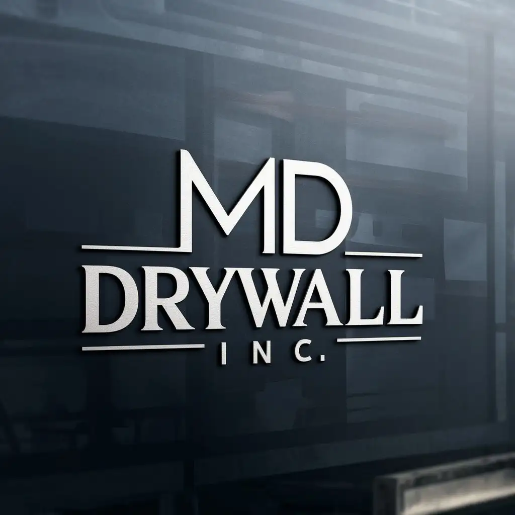 logo, eye catching letters, with the text "MD Drywall Inc", typography, be used in Construction industry