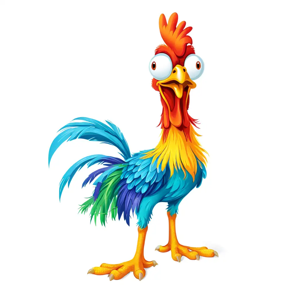 Vibrant Rooster Display on Pure White Background