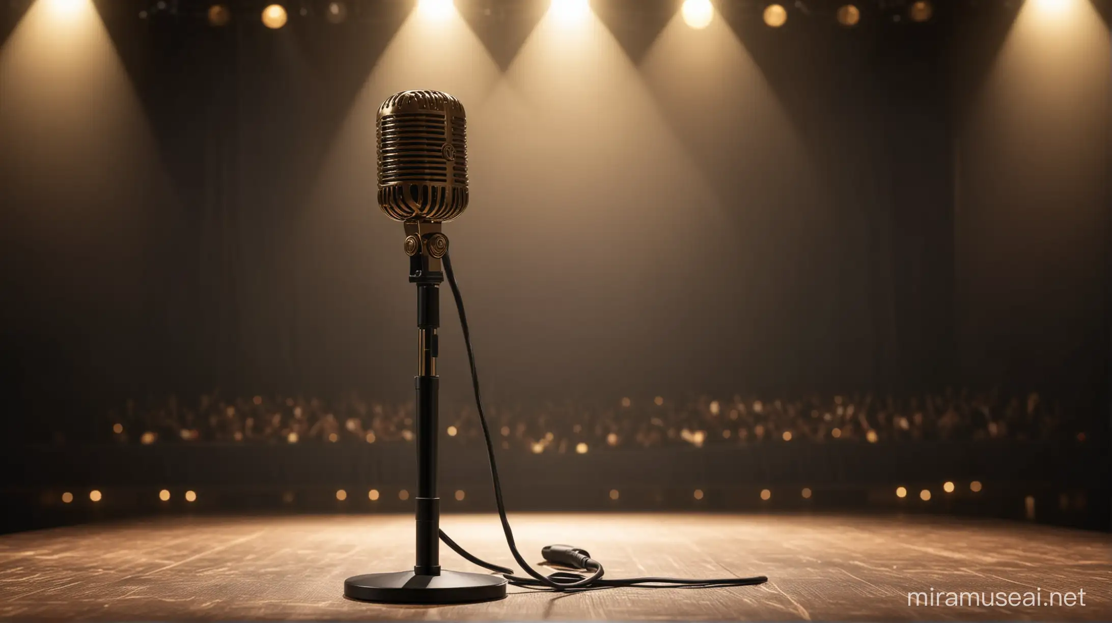 Elegant Black and Gold Modern Microphone on Stage