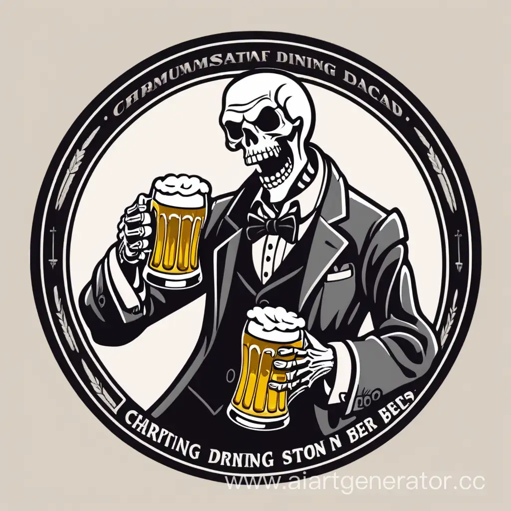 charismatic undead stood up drinking beer logo

