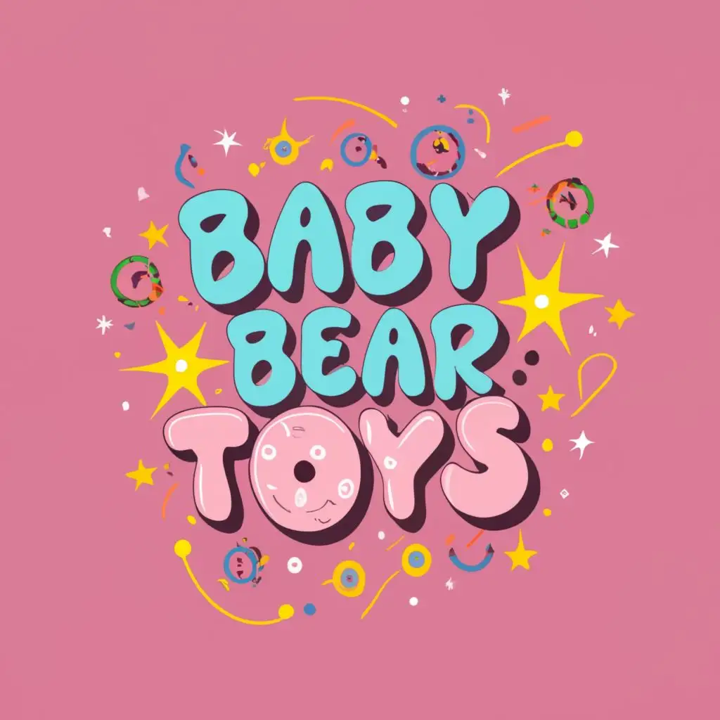 logo, toys and kids, pink font, fireworks, with the text "Baby bear toys", typography, be used in Retail industry