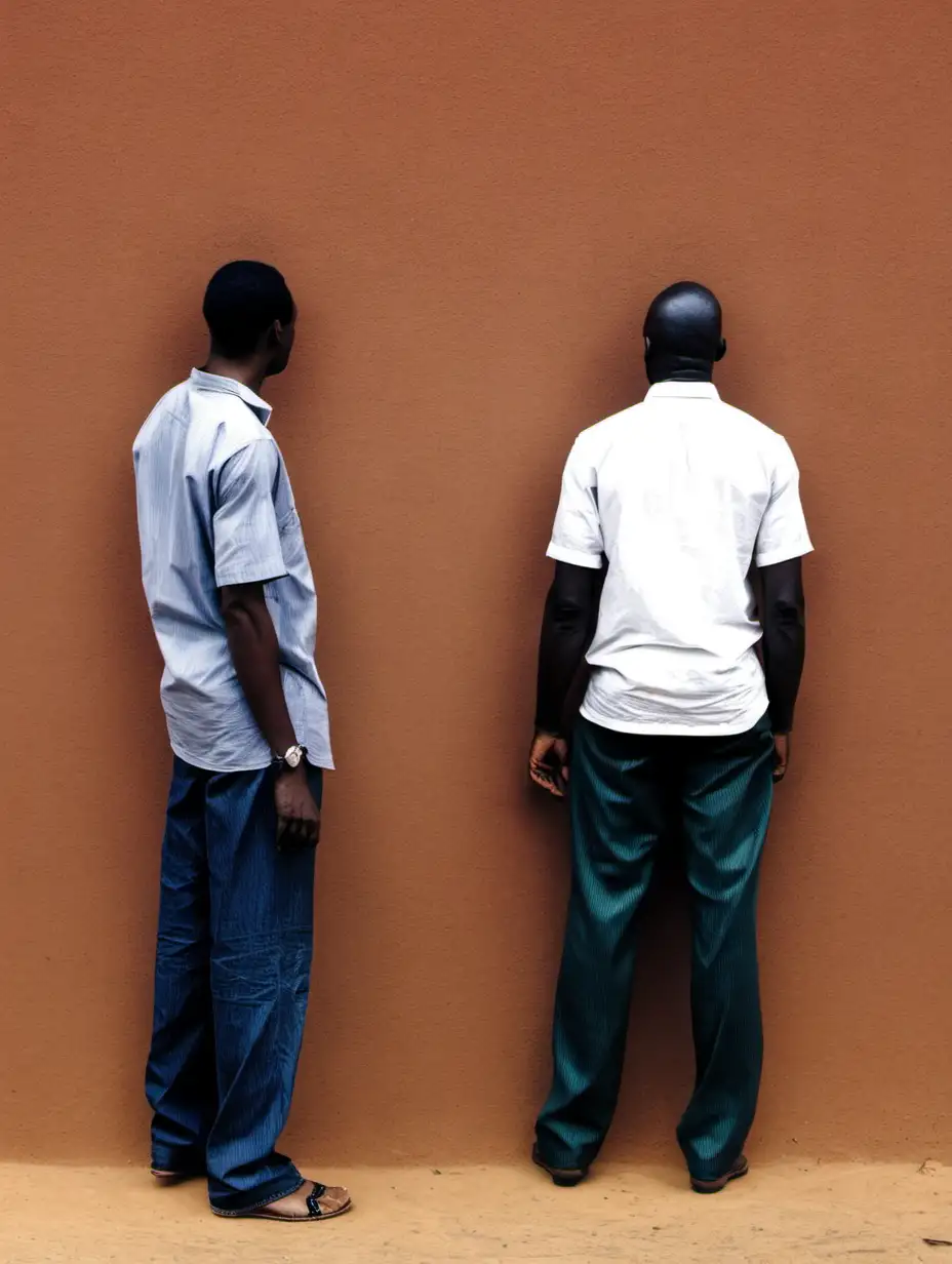 2 African men looking at a wall