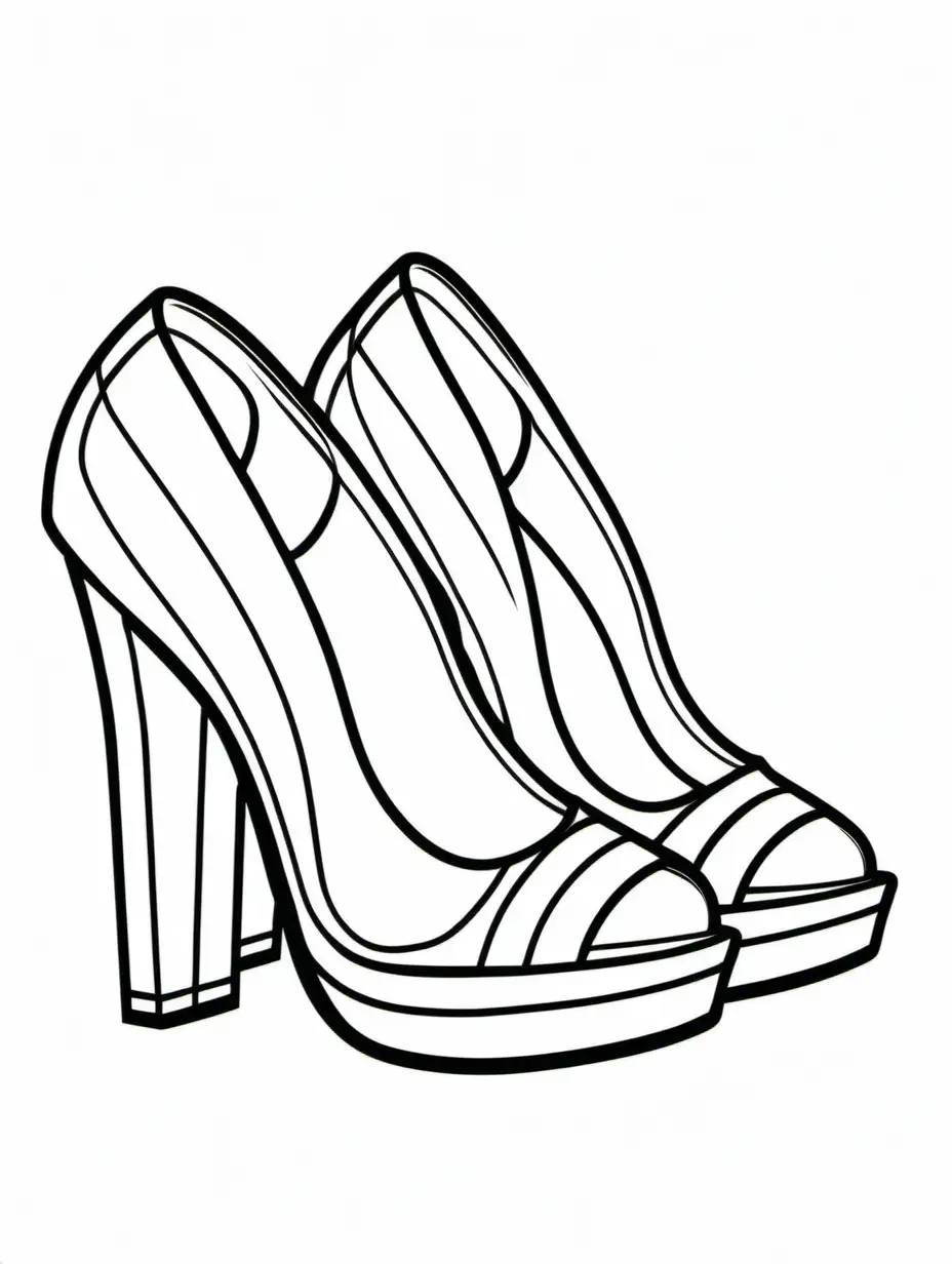 Chic Block High Heels Coloring Book Page