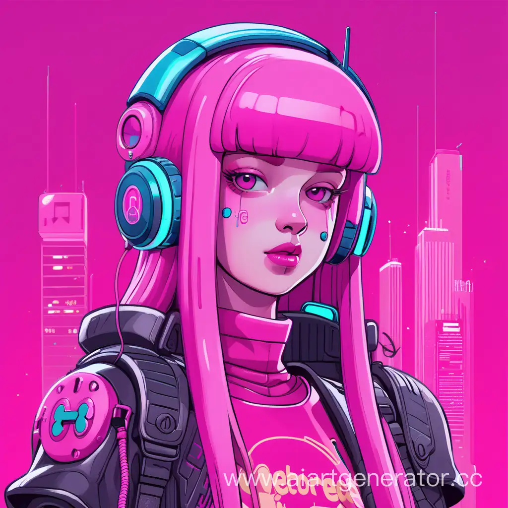 Princess-Bubblegum-in-Cyberpunk-Style-Futuristic-Royalty-with-Technological-Elegance