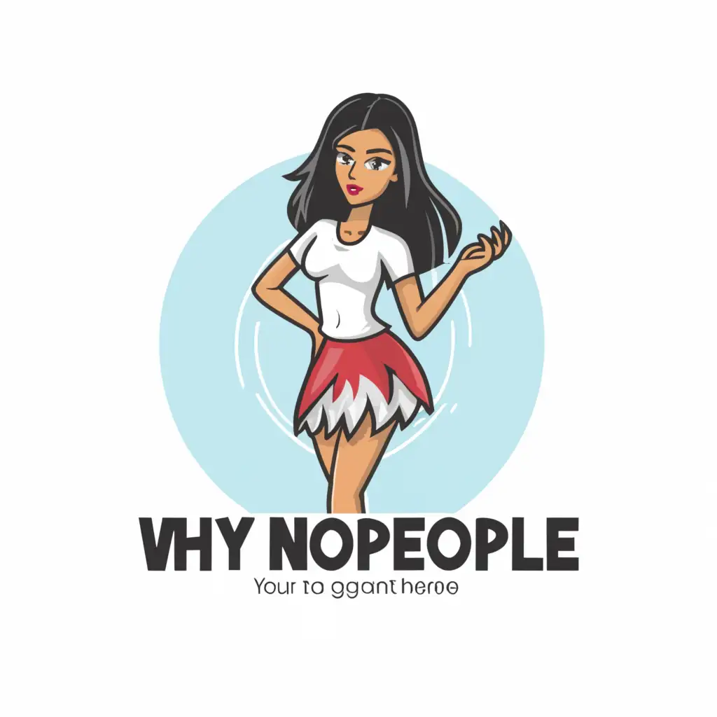 a logo design,with the text "whynopeople", main symbol:super short skirt cam girl,Moderate,clear background