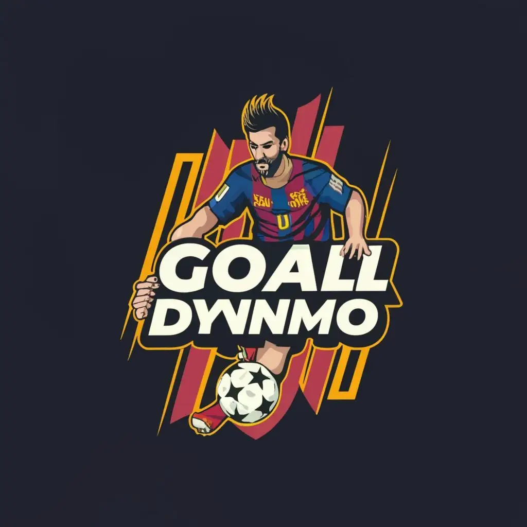 logo, football messi, with the text "Goal dynamo", typography, be used in Internet industry