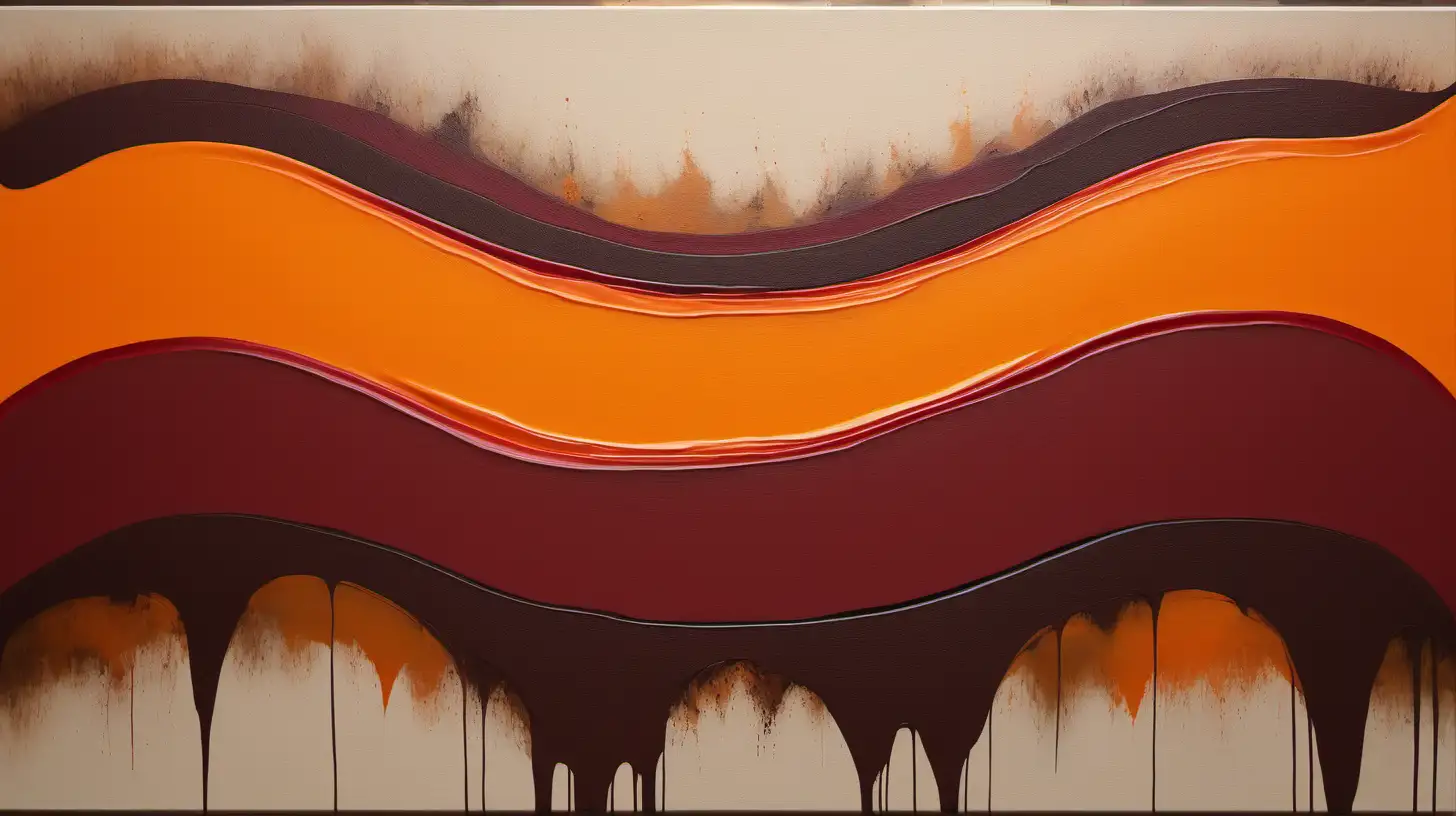 Vibrant Abstract Painting in Orange Brown Burgundy and Yellow Hues