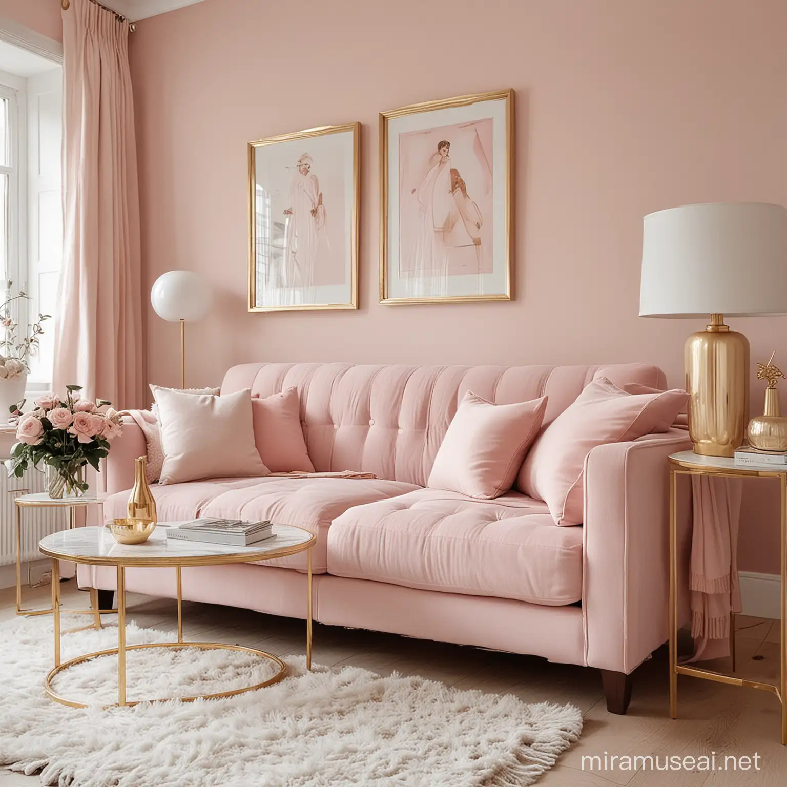 Elegant Blush Pink and Gold Home Interior Design