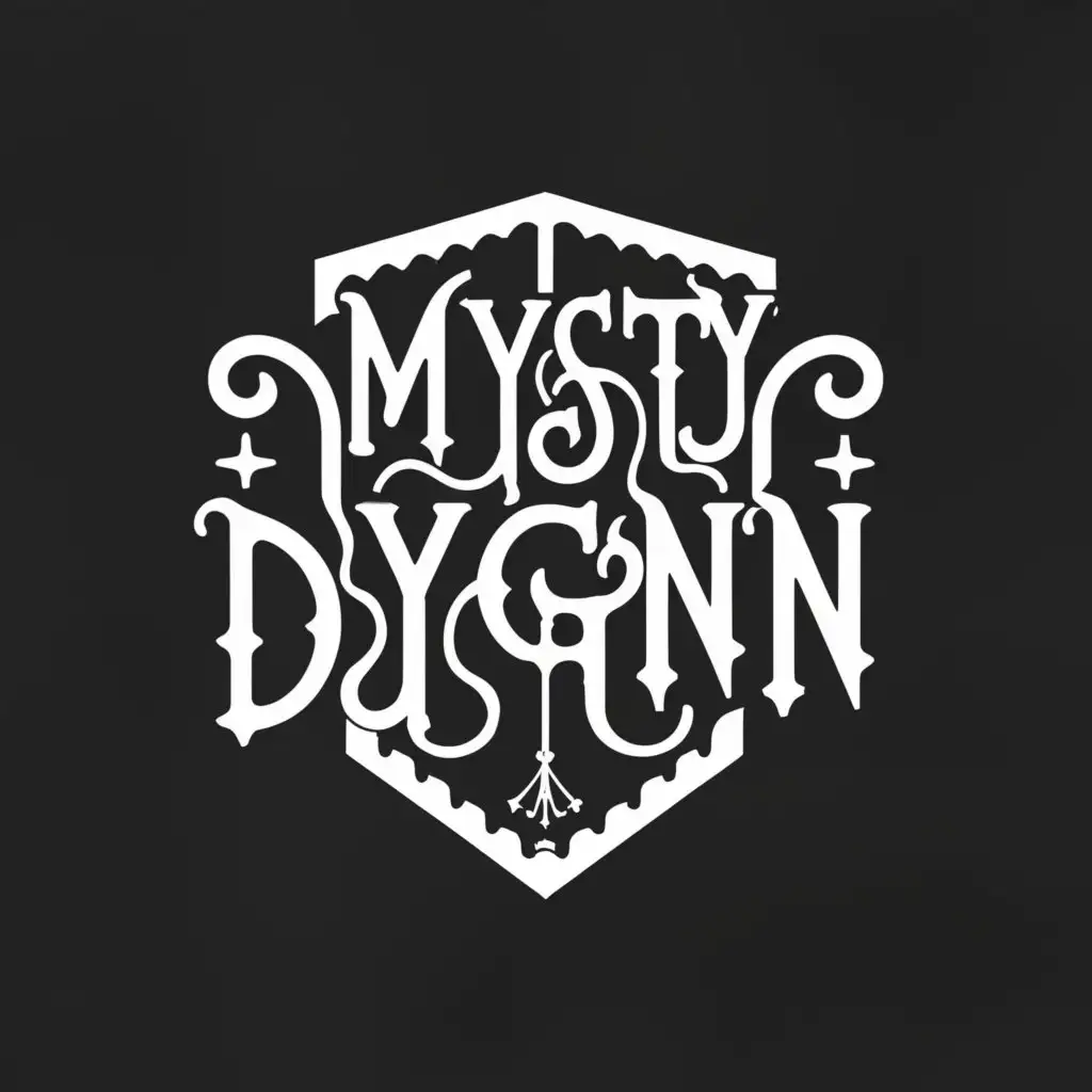 a logo design,with the text "mysty dygnn", main symbol:coffin bat,Moderate,clear background