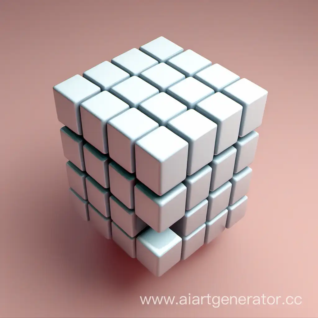 a 3D cube consisting of small cubes, but in some places there are no cubes