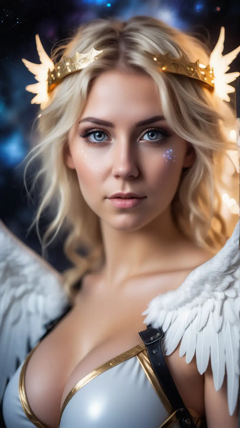 Enchanting Nordic Angel with Glowing Halo and Celestial Beauty