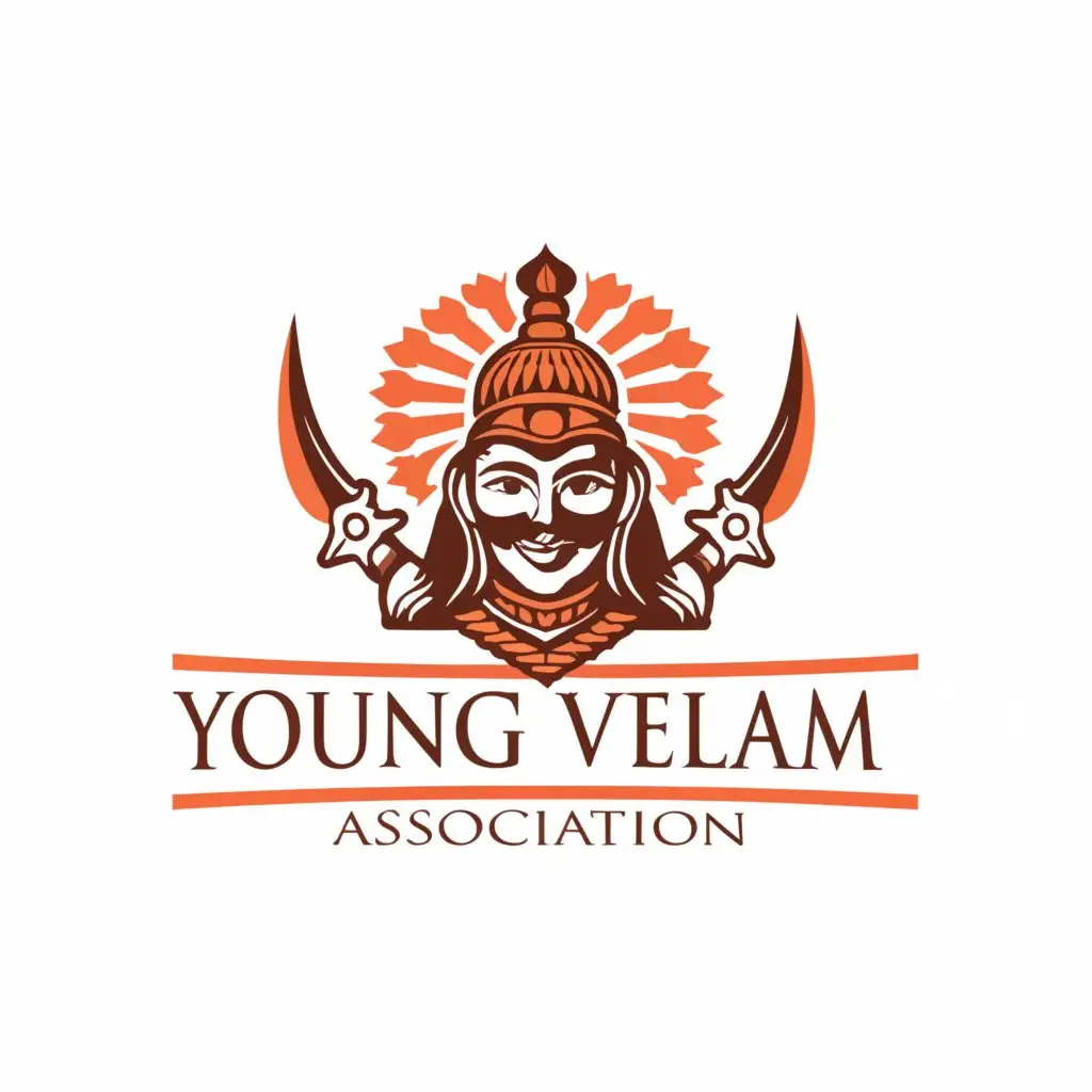 a logo design,with the text "young velama association", main symbol:India young king with  swords,Moderate,clear background