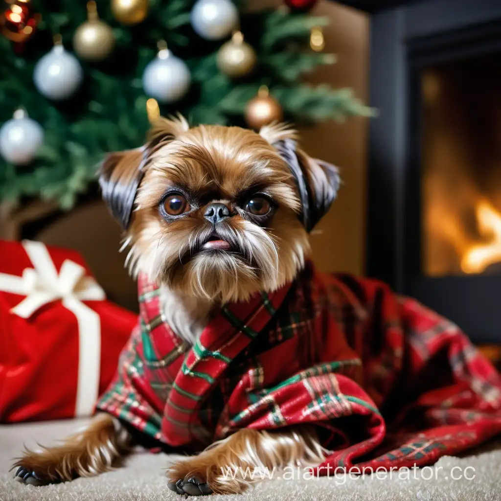 Cozy-Christmas-Scene-with-Brussels-Griffon-Dog-Fireplace-and-Gifts