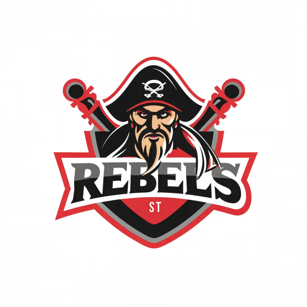 a logo design,with the text "rebels", main symbol:Pirate,Moderate,be used in Sports Fitness industry,clear background