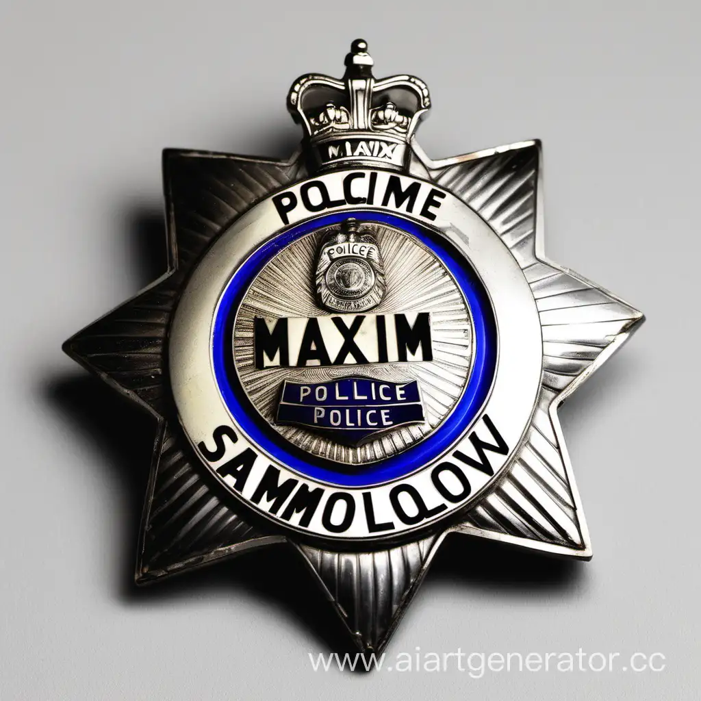 значек полиции с именем Максимое самойлов