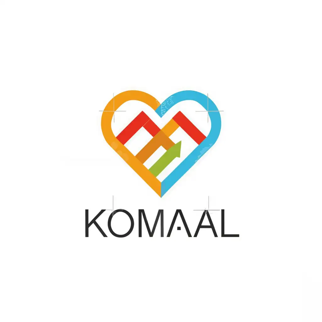 a logo design,with the text "KOMAL ", main symbol:I LOVE YOU,Moderate,clear background