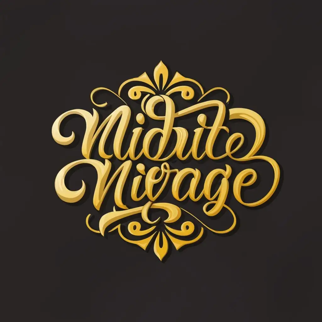 a logo design,with the text "Midnite Mirage", main symbol:Indian, Arabic, Latin,complex,be used in Entertainment industry,clear background