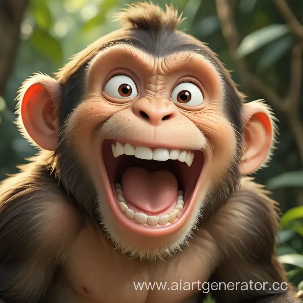 Laughing-Cartoon-Monkey-Joyful-Primate-Expressing-Happiness