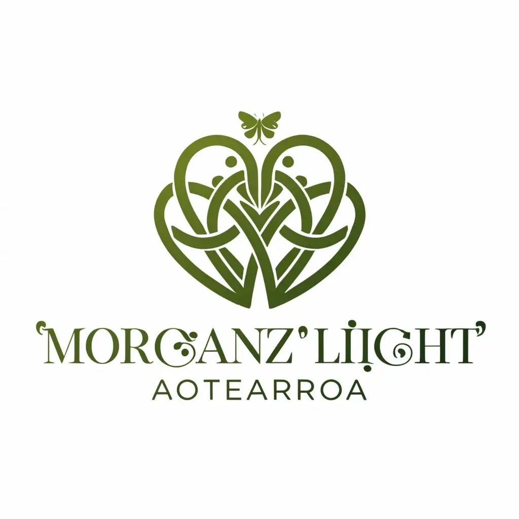 a logo design,with the text 'Morganz Light Aotearoa', main symbol:kawakawa heart leaf  with a butterfly,complex,be used in Beauty Spa industry,clear background