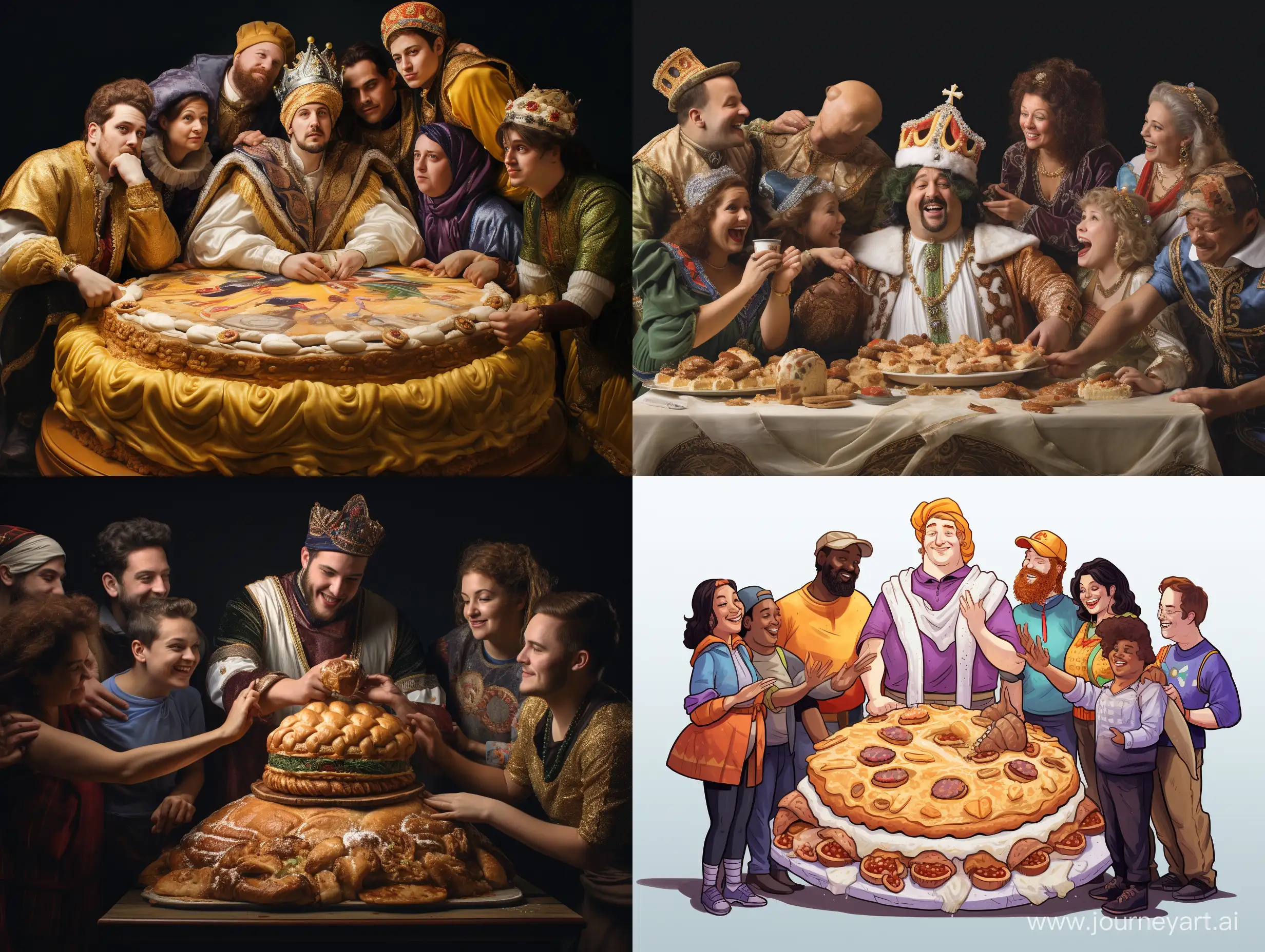 Joyful-Celebration-with-a-King-Cake-Vibrant-Group-Gathering