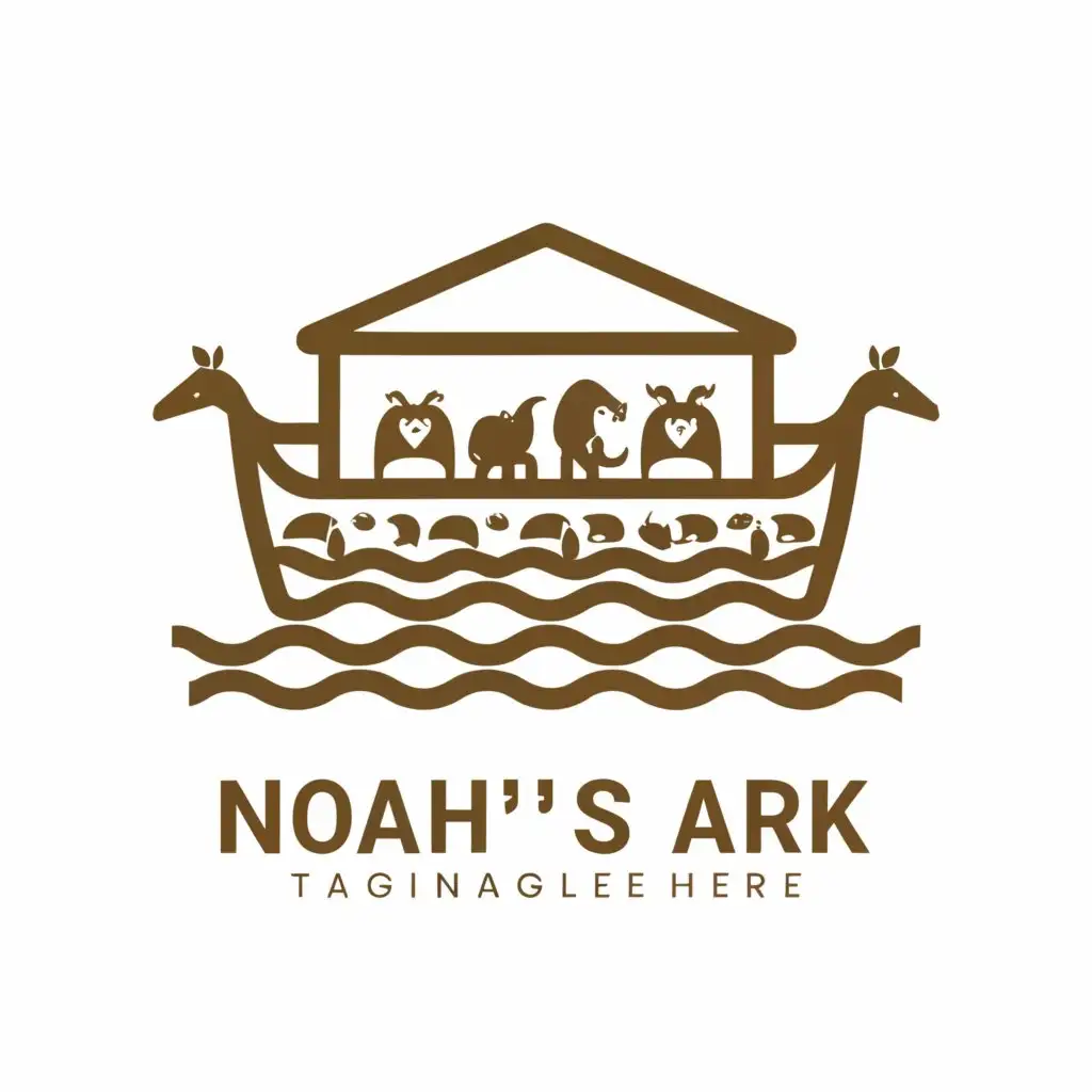 a logo design,with the text "Noah’s ark", main symbol:Noah’s Ark with animals,Minimalistic,be used in Animals Pets industry,clear background