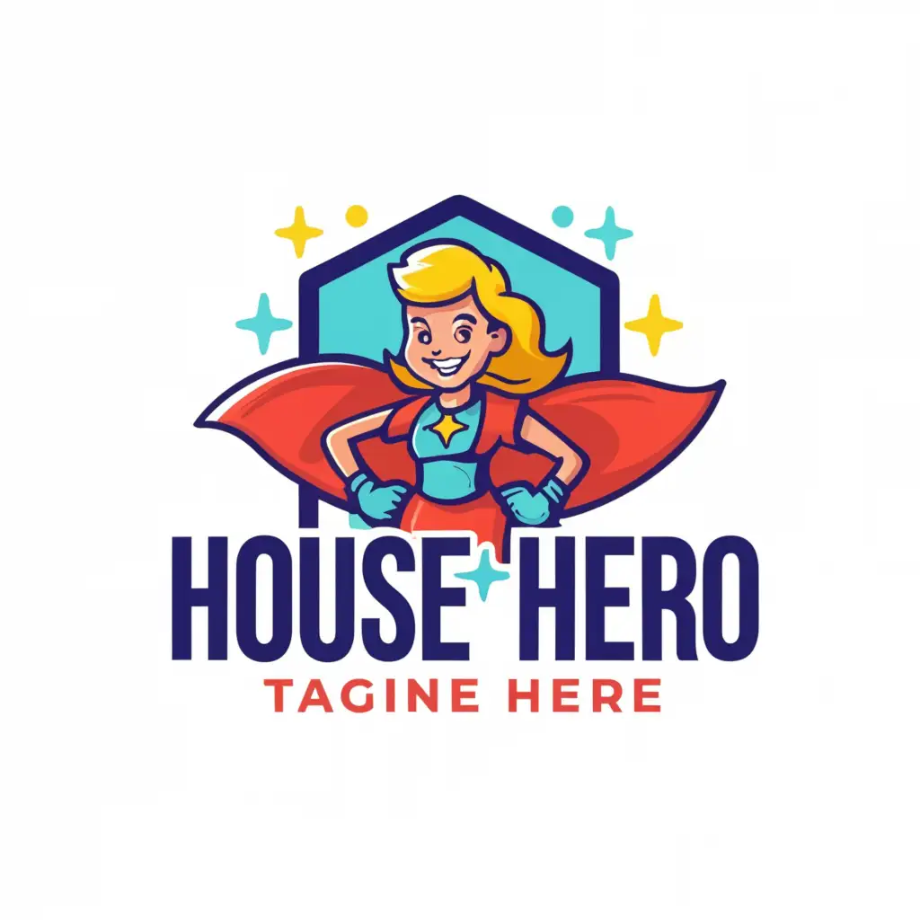 a logo design,with the text "House Hero", main symbol:Super Maid,Moderate,be used in Home Family industry,clear background