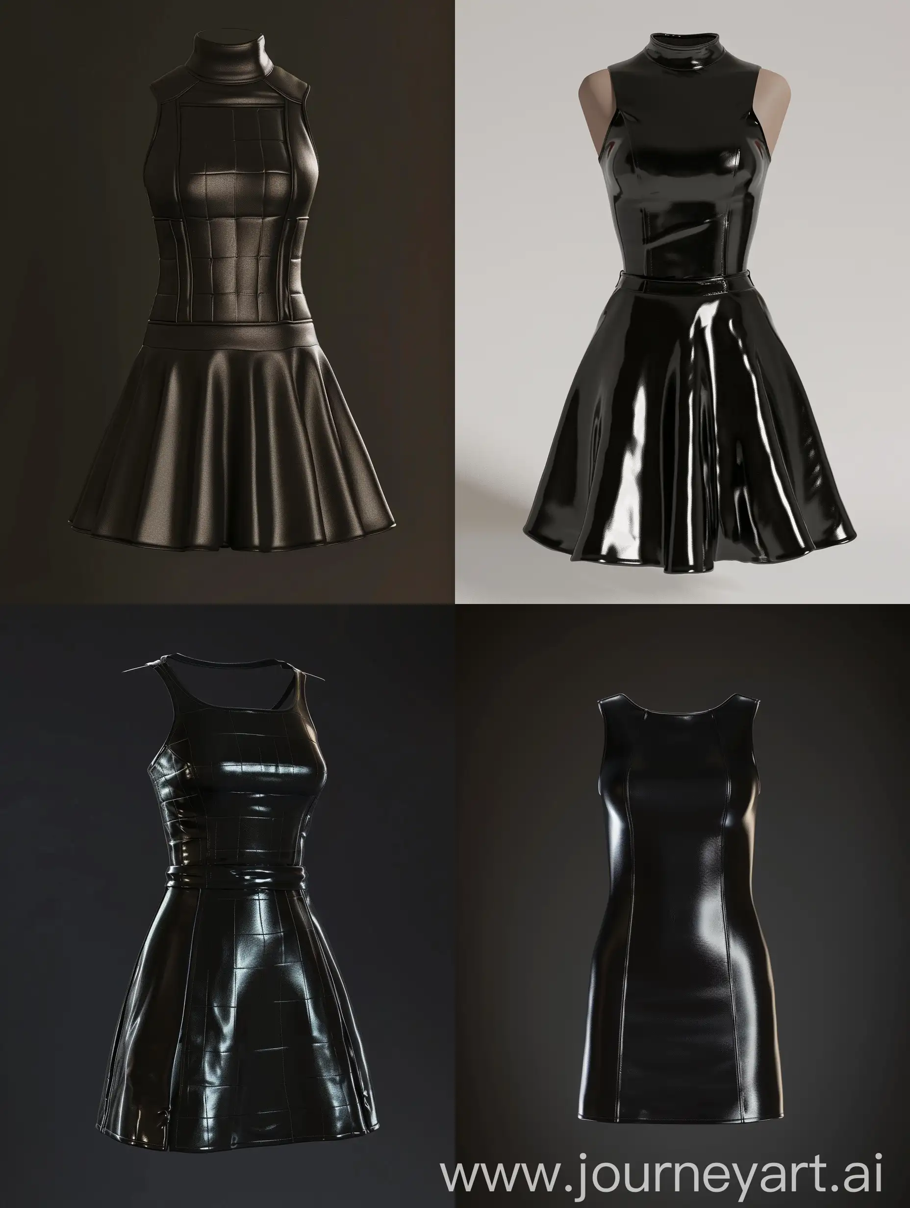 Hannah-Waddingham-in-Hyperrealistic-Black-Leather-Sleeveless-Tube-Dress