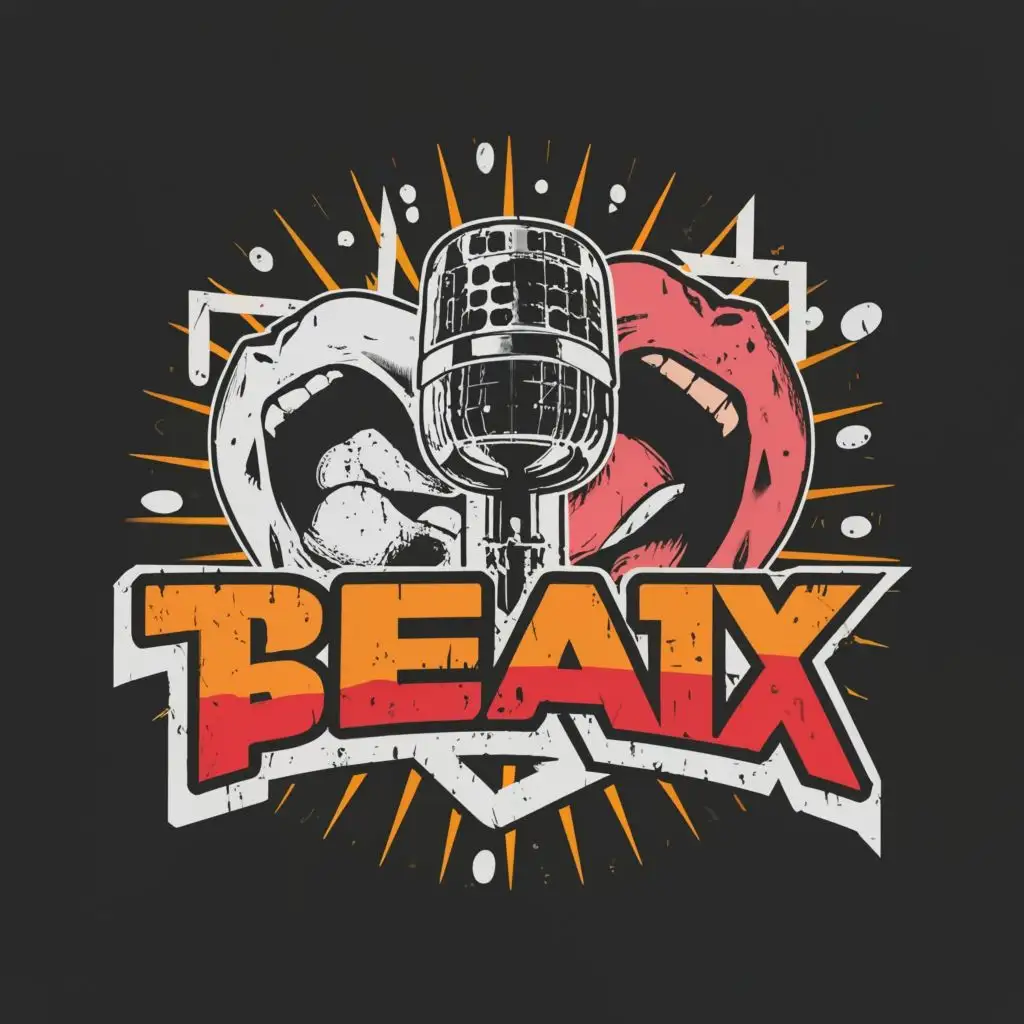 logo, dynamic mic, mouthmusic speaker, beatbox, with the text "TbeaTx", typography, be used in Entertainment industry