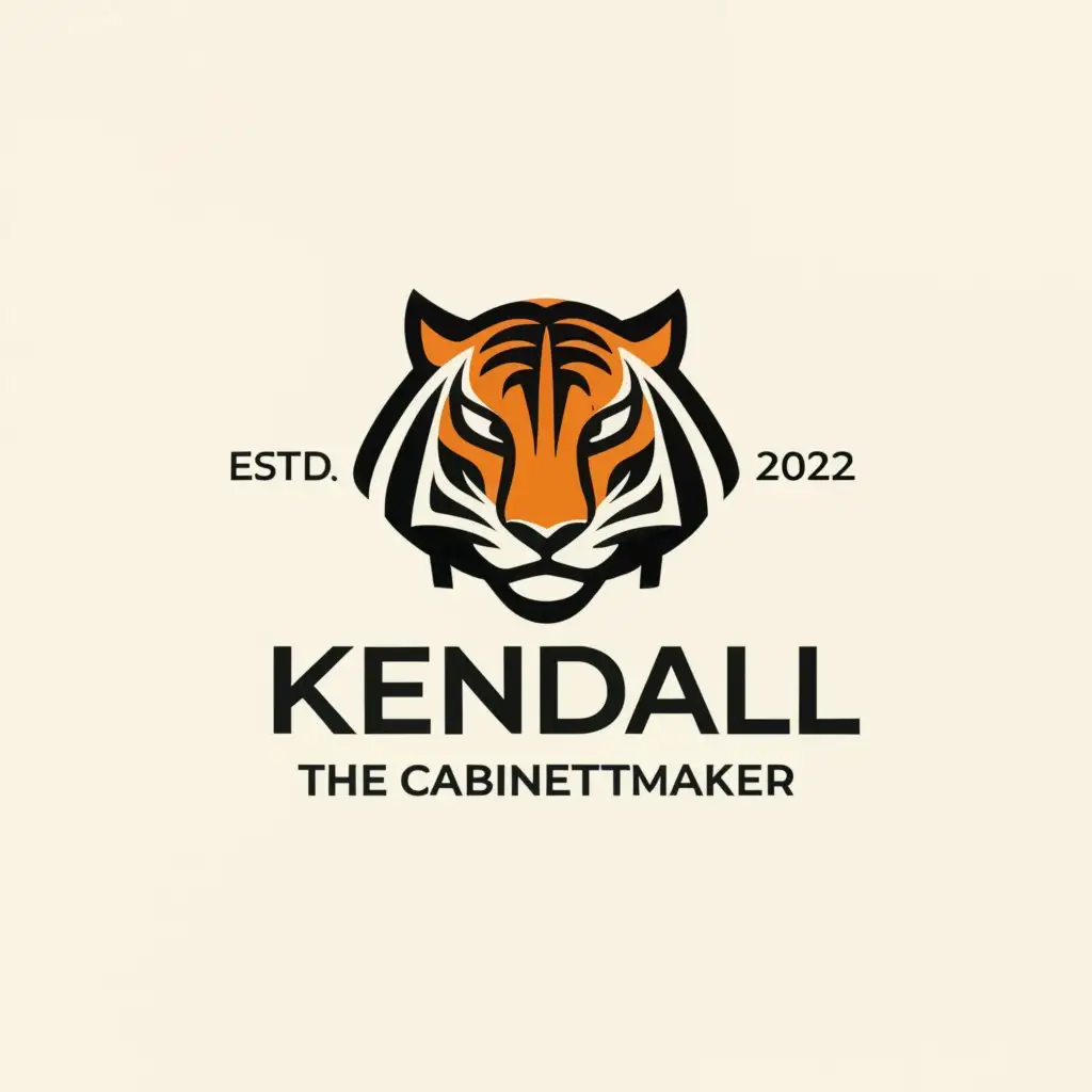 a logo design,with the text "Kendall the cabinetmaker", main symbol:tiger

,complex,be used in Construction industry,clear background