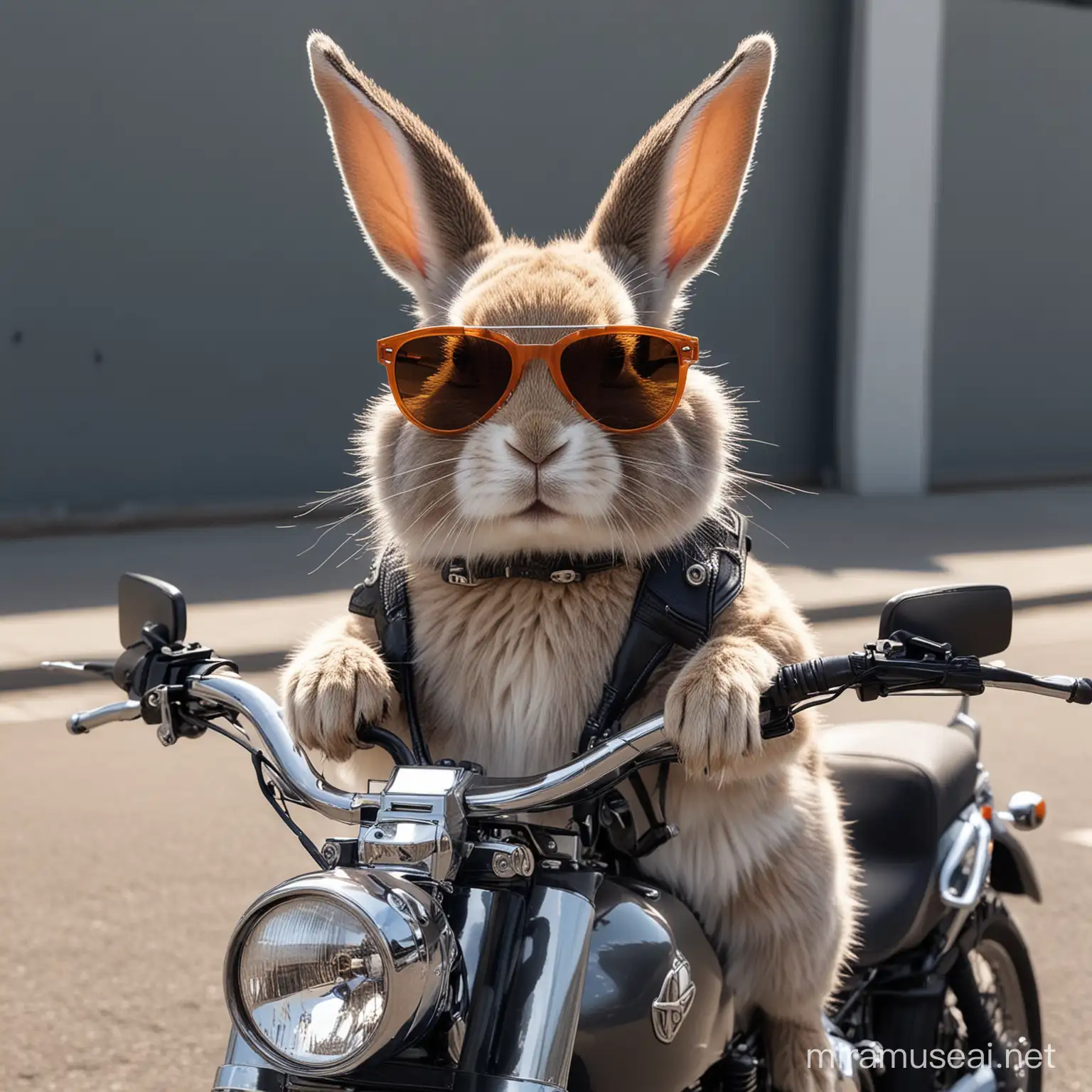 RetroStyle Rabbit Riding a Modern Motorbike