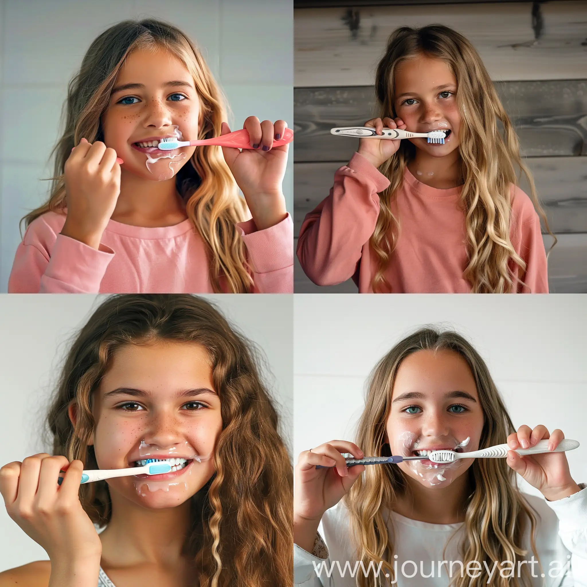 Adolescent-Oral-Care-Teen-Girl-Engaged-in-Toothbrushing-Routine